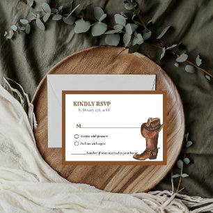 Elegant Burnt Orange Western Cowboy Wedding RSVP Card