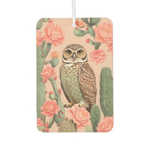 Elegant Burrowing Owl And Cactuses  Air Freshener