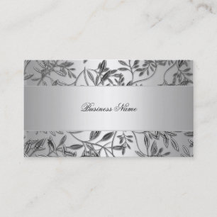 Elegant Business Card Floral Silver Plaque