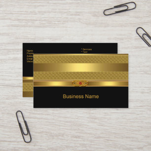 Elegant Business Card Gold Deco Red Jewel Image