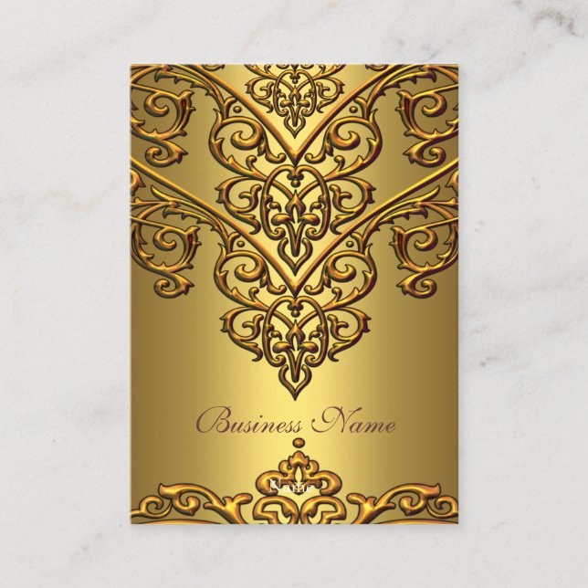 Elegant Business Card Gold on Gold Overlay (Front)