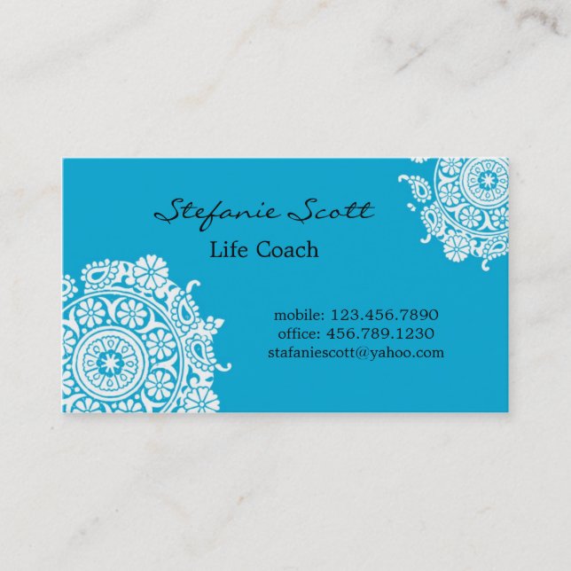 Elegant Business Card in Sky Blue and White (Front)