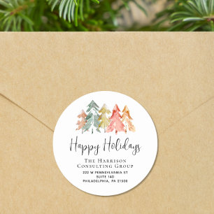 Elegant Business Christmas Holiday Return Address Classic Round Sticker