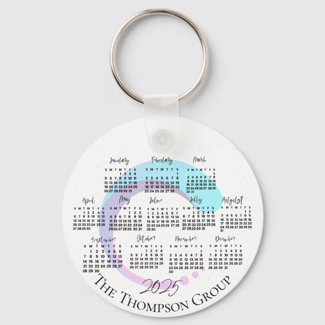 Elegant Business Company Name Logo Calendar Keychain (Front)