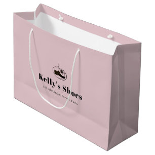 Elegant Business Custom Logo Shopping Pink Large Gift Bag