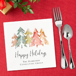 Elegant Business Happy Holidays Christmas Party Napkin