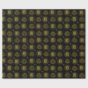  Elegant Business Logo Holiday Black & Gold Luxury Wrapping Paper