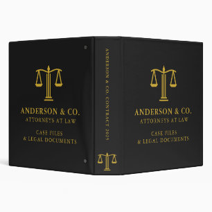 Elegant Business Logo Law Firm Black and Gold Binder