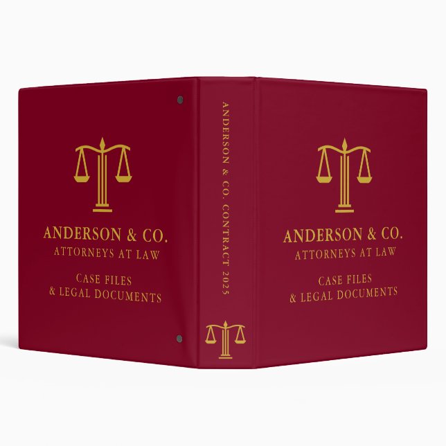 Elegant Business Logo Law Firm Burgundy Gold Binder (Background)