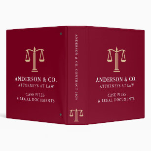 Elegant Business Logo Law Firm Burgundy White Binder
