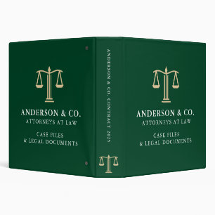 Elegant Business Logo Law Firm Green and White Binder