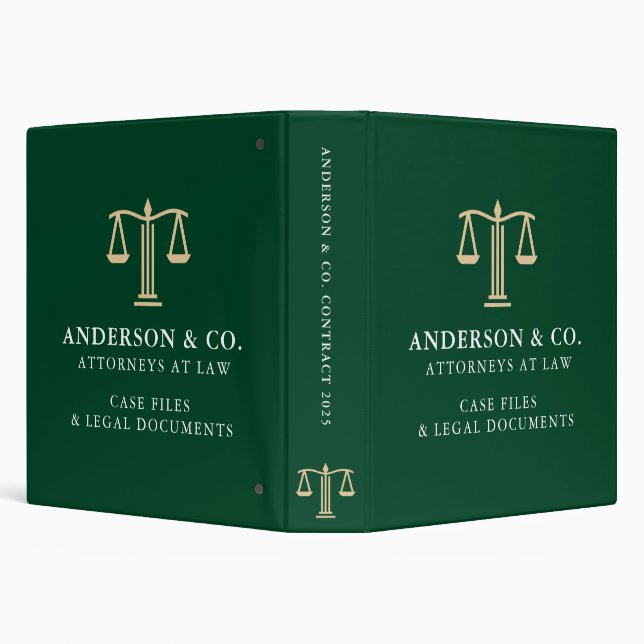 Elegant Business Logo Law Firm Green and White Binder (Background)