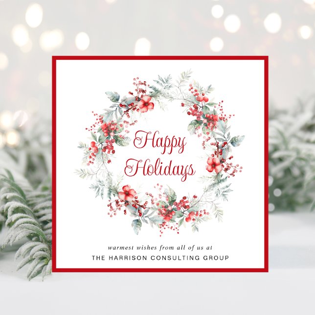 Elegant Business Logo QR Code Corporate Christmas Holiday Card (Spread the joy of the season and strengthen business relationships with our elegant holiday card)