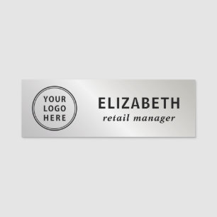 Elegant Business Logo Silver Name Tag