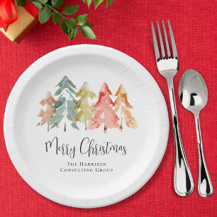 Elegant Business Merry Christmas Holiday Party Paper Plate