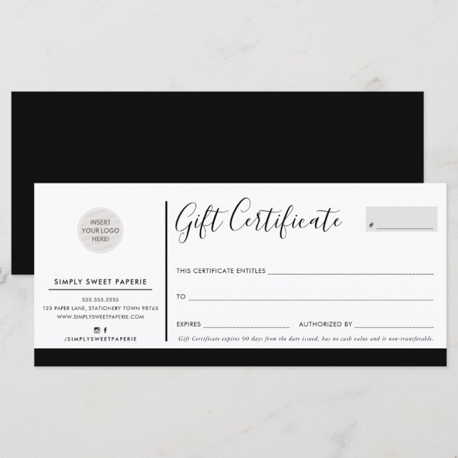 ELEGANT BUSINESS modern chic black white logo (Front/Back)