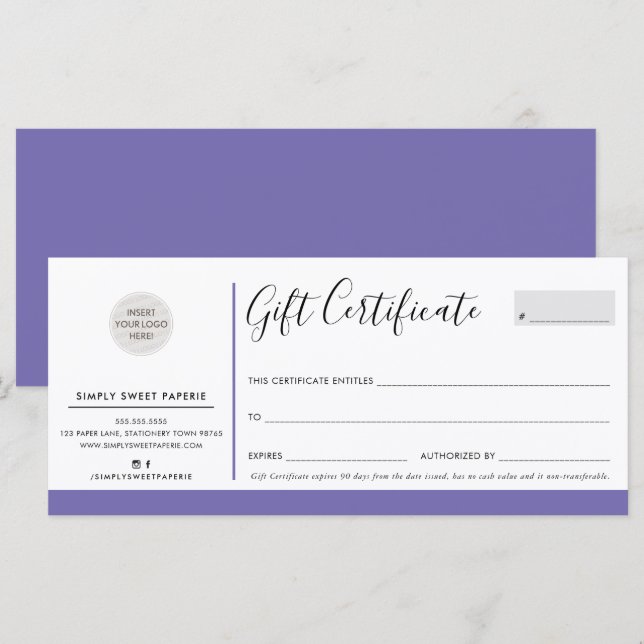 ELEGANT BUSINESS modern chic logo purple (Front/Back)