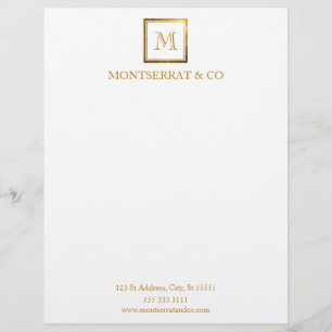 Elegant Business Monogram Logo Gold Square Letterhead