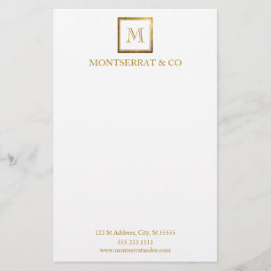 Elegant Business Monogram Logo Gold Square Stationery