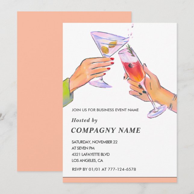 Elegant Business party invite Cocktail Party (Front/Back)