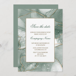 Elegant Business party invite green save the date