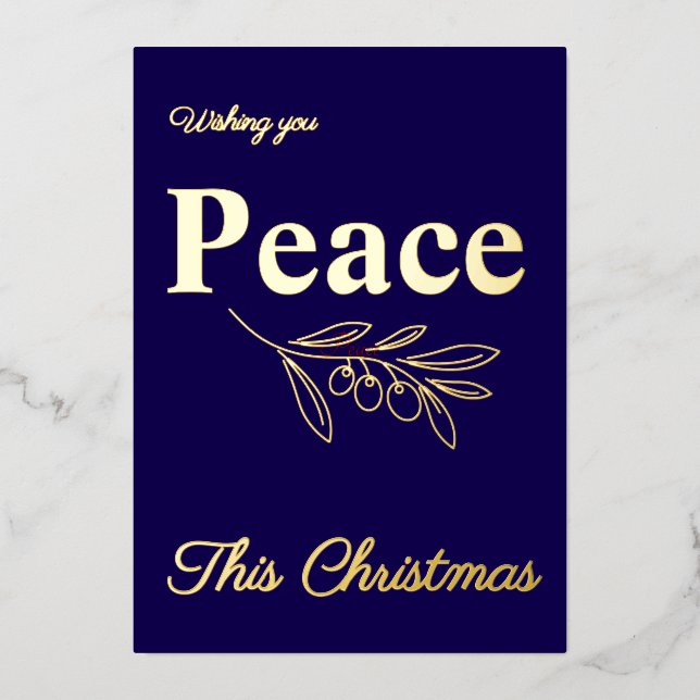 Elegant Business Peace This Christmas Gold Foil Holiday Card (Front)
