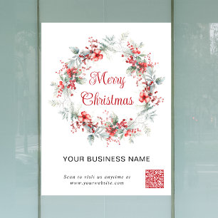 Elegant Business QR Code Merry Christmas Window Cling