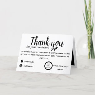 Elegant business thank you note with custom logo card