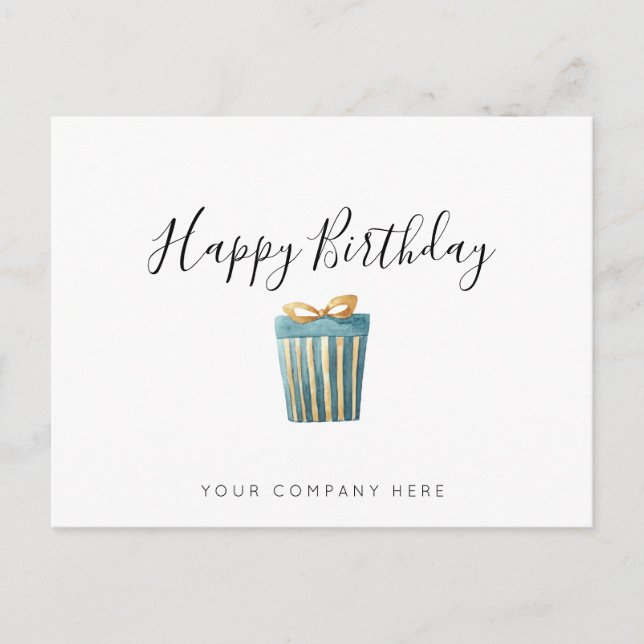 Elegant Business Watercolor Present Birthday   Postcard (Front)