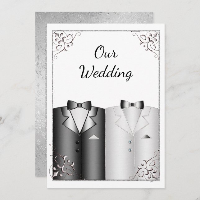 Elegant but simple gay Wedding Invitation (Front/Back)