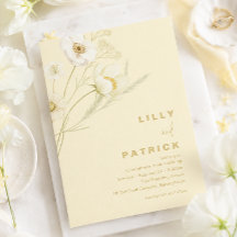 Elegant Butter yellow botanical modern wedding