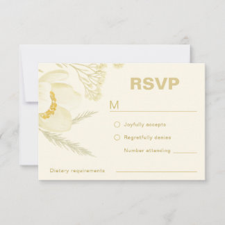 Elegant Butter yellow botanical modern wedding RSVP Card