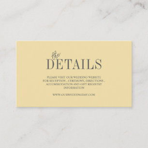 Elegant Butter Yellow Minimalist Wedding Enclosure Card