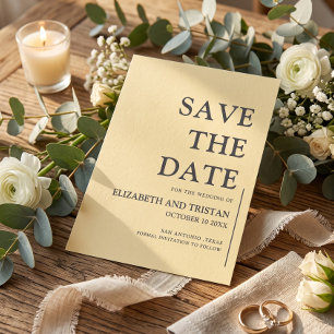 Elegant Butter Yellow Minimalist Wedding Save The Date