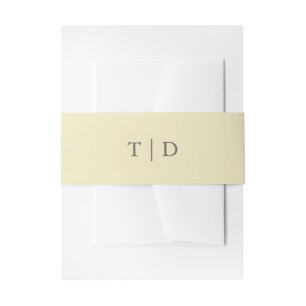 Elegant Butter Yellow Monogram Modern Wedding Invitation Belly Band