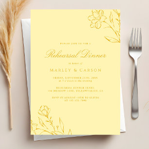 Elegant Butter Yellow Wedding Rehearsal Dinner Invitation