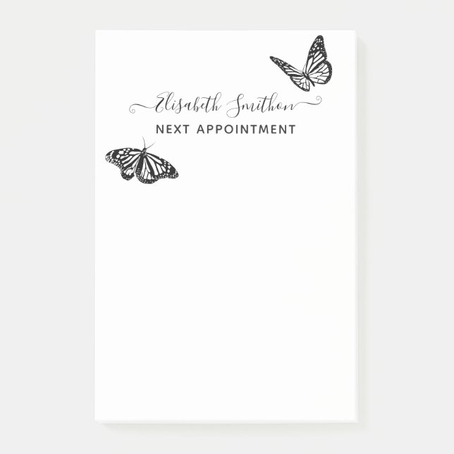  Elegant Butterflies Aesthetician Appointment Card Post-it Notes (Front)