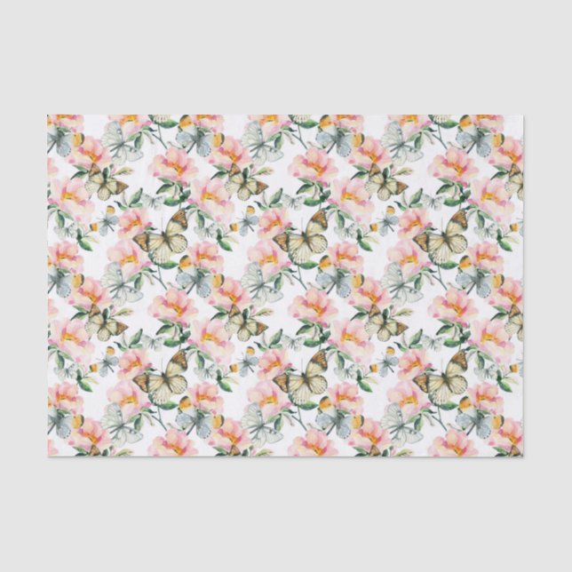 elegant butterflies and flowers tiled  tissue paper (Front)