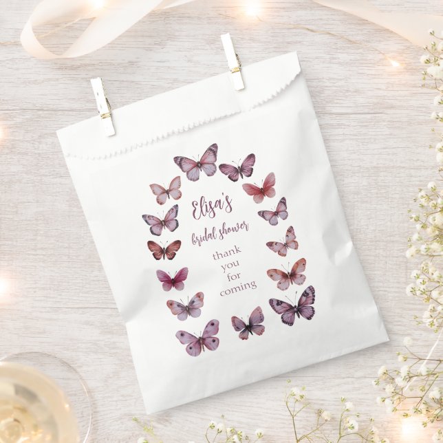 Elegant Butterflies Bridal Shower Arch CUSTOM Favour Bag (Clipped)