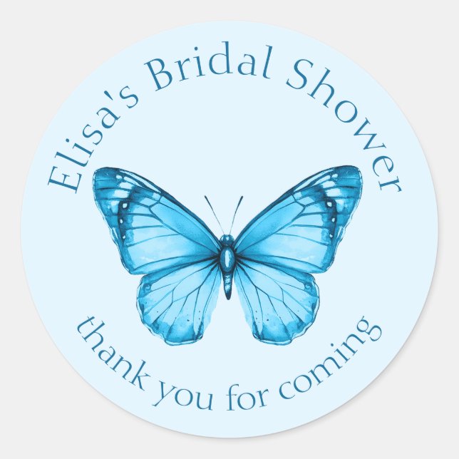 Elegant Butterflies Bridal Shower CUSTOM Classic Round Sticker (Front)