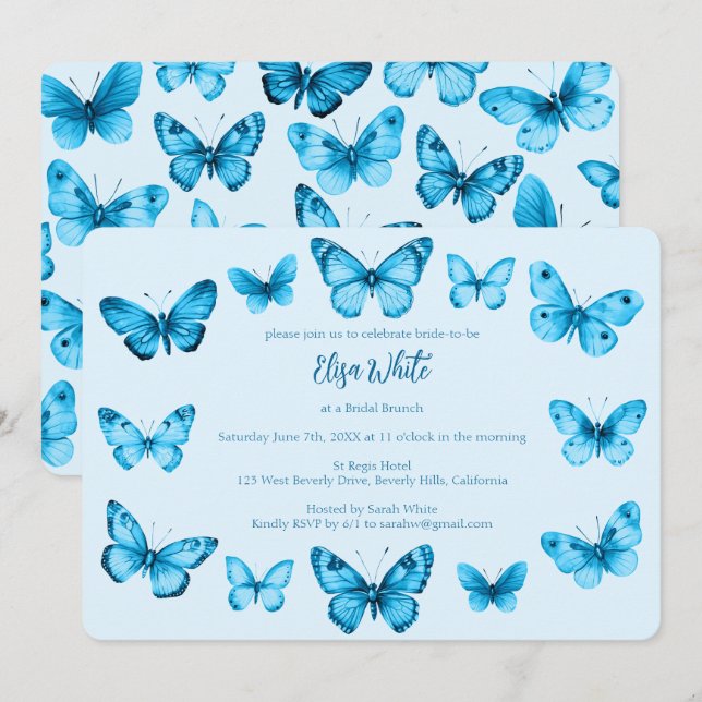Elegant Butterflies Bridal Shower CUSTOM Invitation (Front/Back)