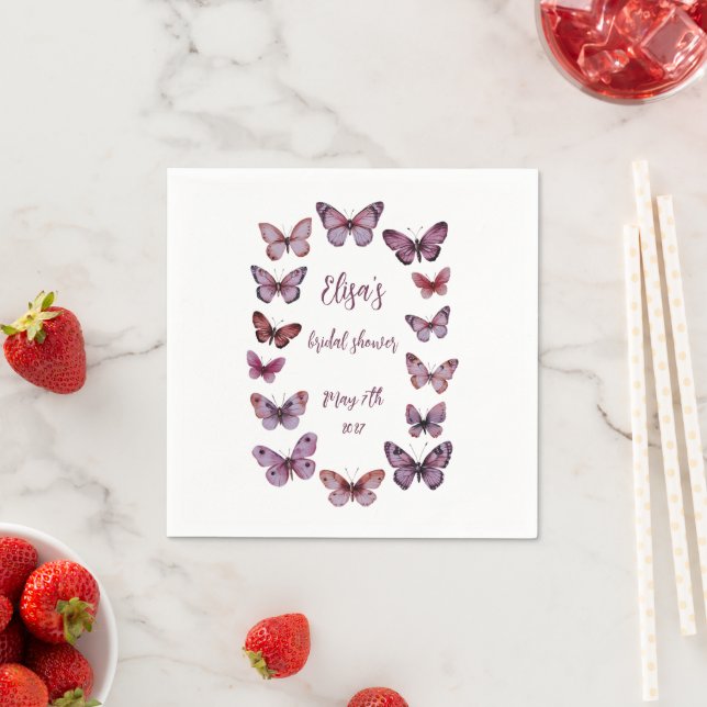 Elegant Butterflies Bridal Shower CUSTOM Napkin (Insitu)