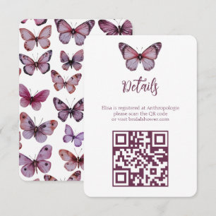 Elegant Butterflies Bridal Shower CUSTOM QR code Enclosure Card