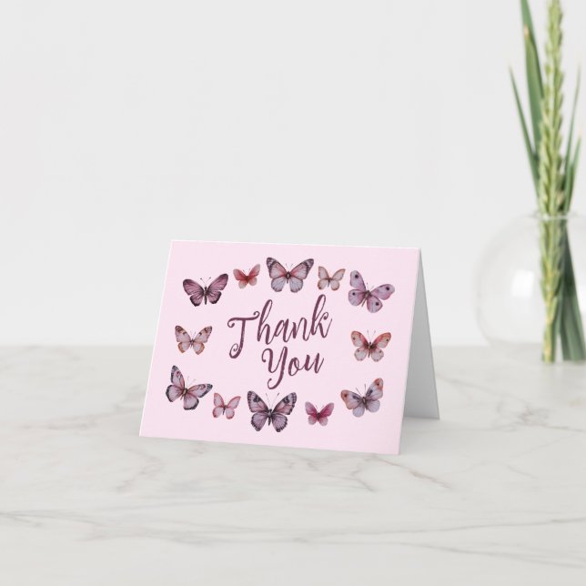 Elegant Butterflies Bridal Shower CUSTOM Thank You Card (Front)