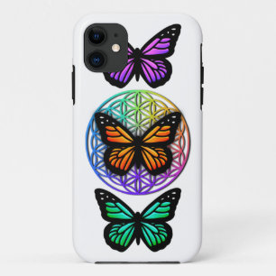 Elegant butterflies colourful flower of life  iPhone 11 case
