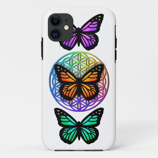 Elegant butterflies colourful flower of life  Case-Mate iPhone case (Back)