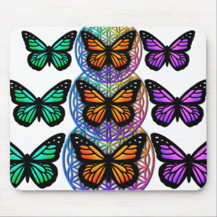 Elegant butterflies colourful flower of life  mouse pad