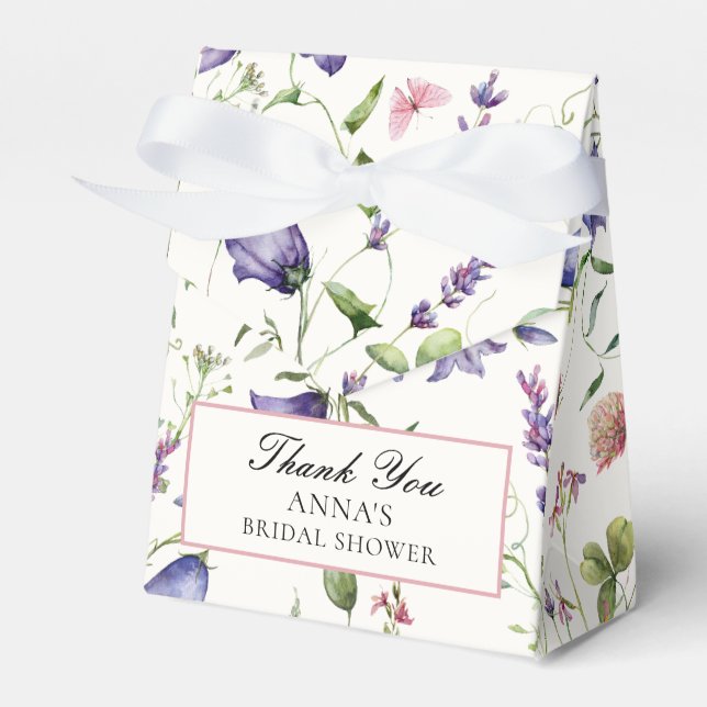 Elegant Butterflies Flowers Bridal Shower Favor Box (Front Side)