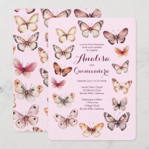Elegant Butterflies Frame Quinceañera CUSTOM Invitation