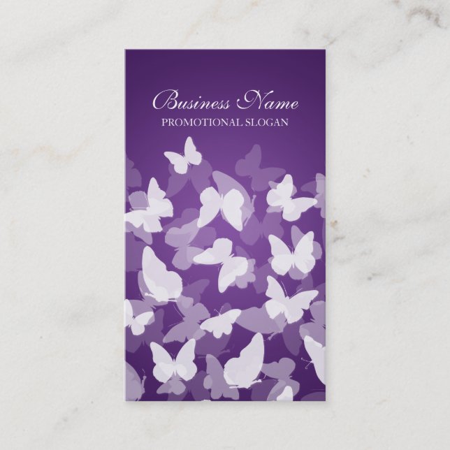 Elegant Butterflies Purple Professional Business Card (Front)